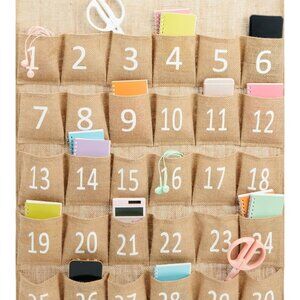 Juvale 30-Cell Burlap Classroom Phone Holder, White Numbered Pocket Organizer (2
